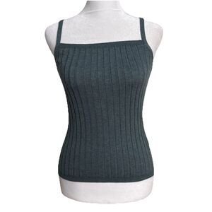 One Grey Day Small Sweater Cambridge Ribbed Tank Jade Green Stretch NWT